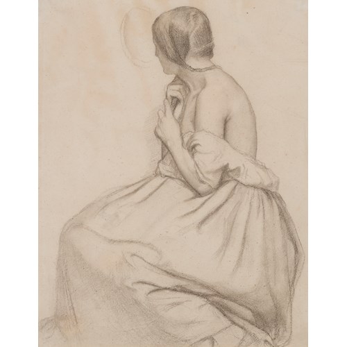 A Seated Young Woman Plaiting her Hair, Looking into a Mirror